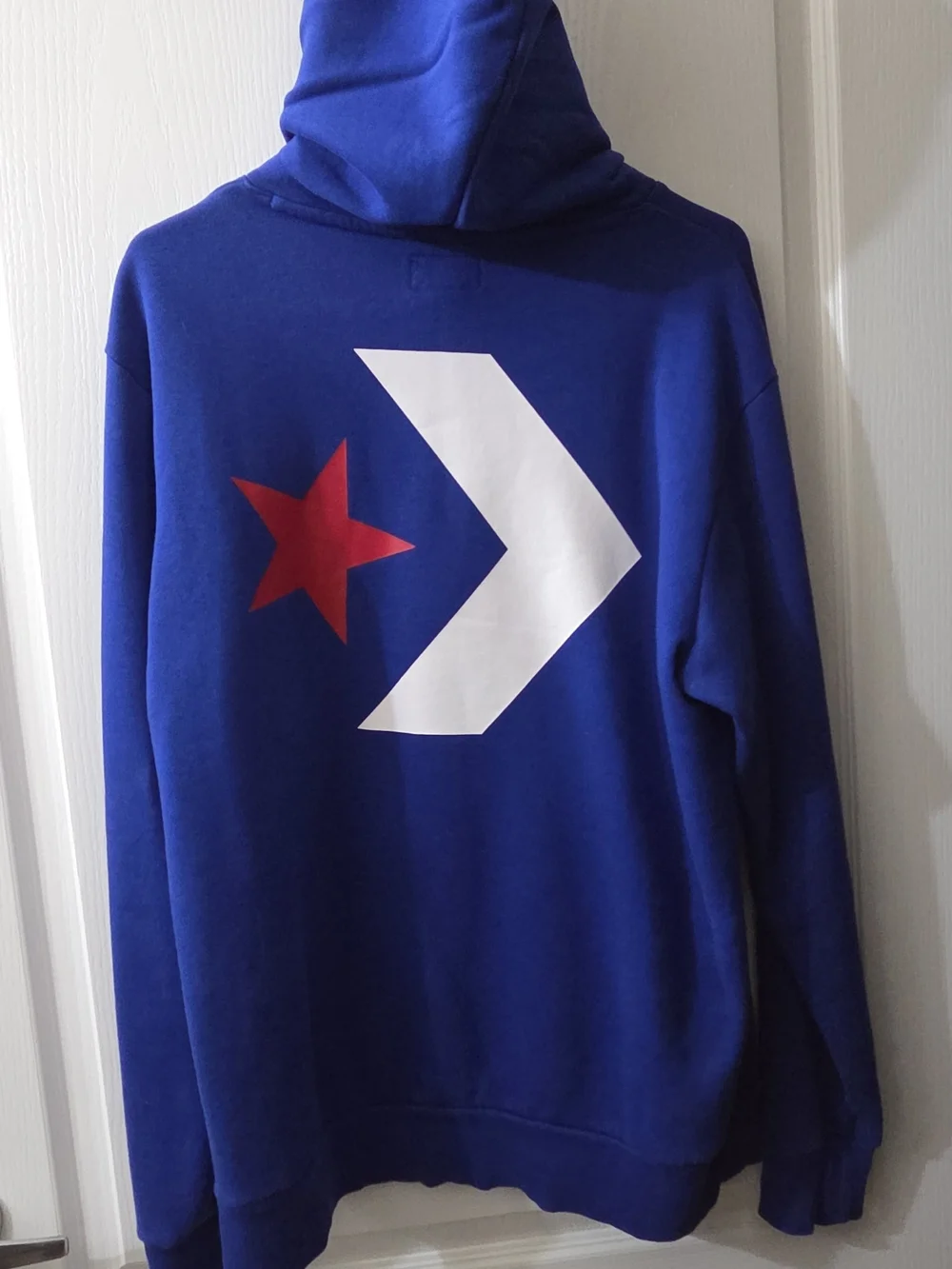Converse Men's Royal Blue Crewneck Hoodie with White Drawstrings & Red Star